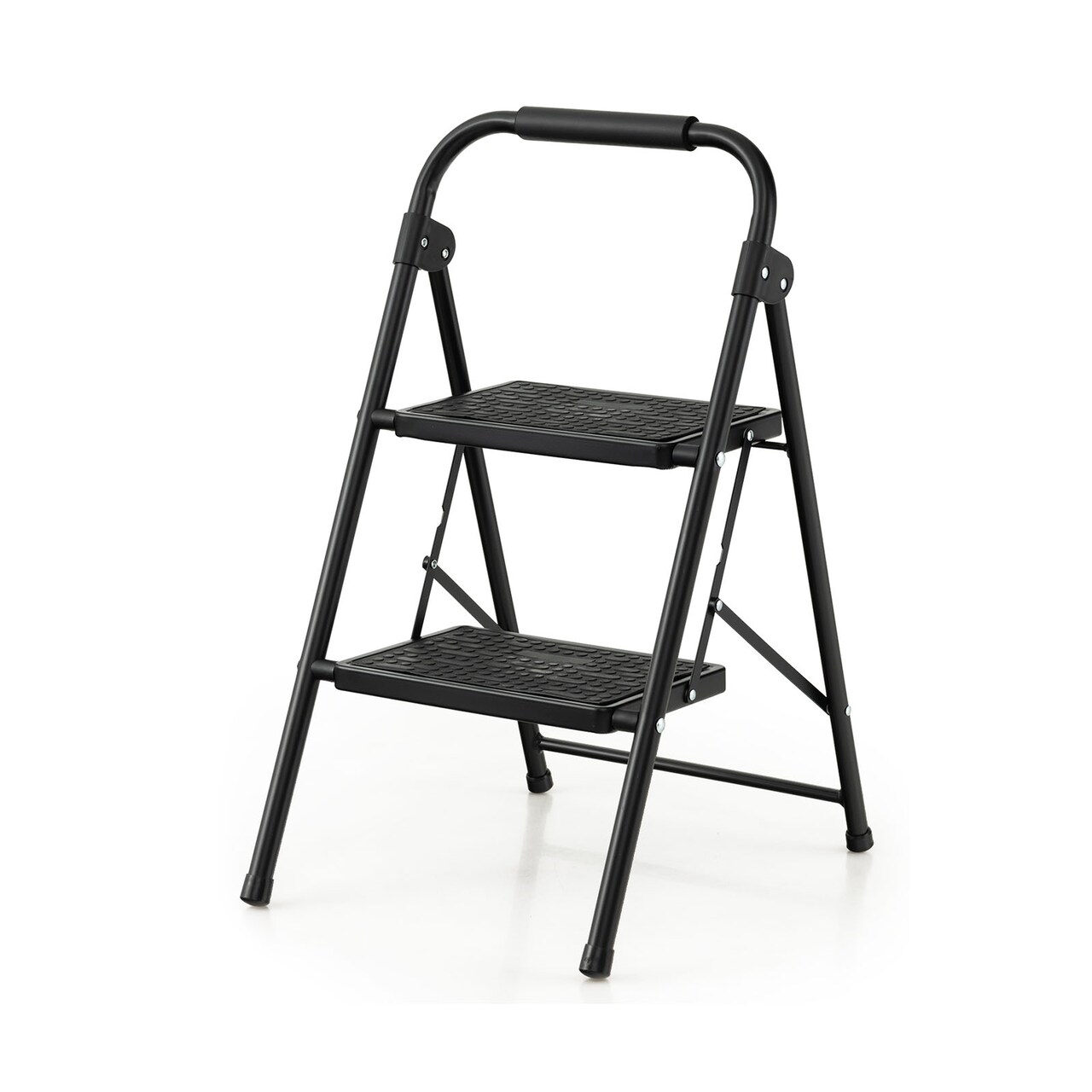 Folding Step Ladder Stool with Wide Anti-Slip Pedal and Convenient Handle